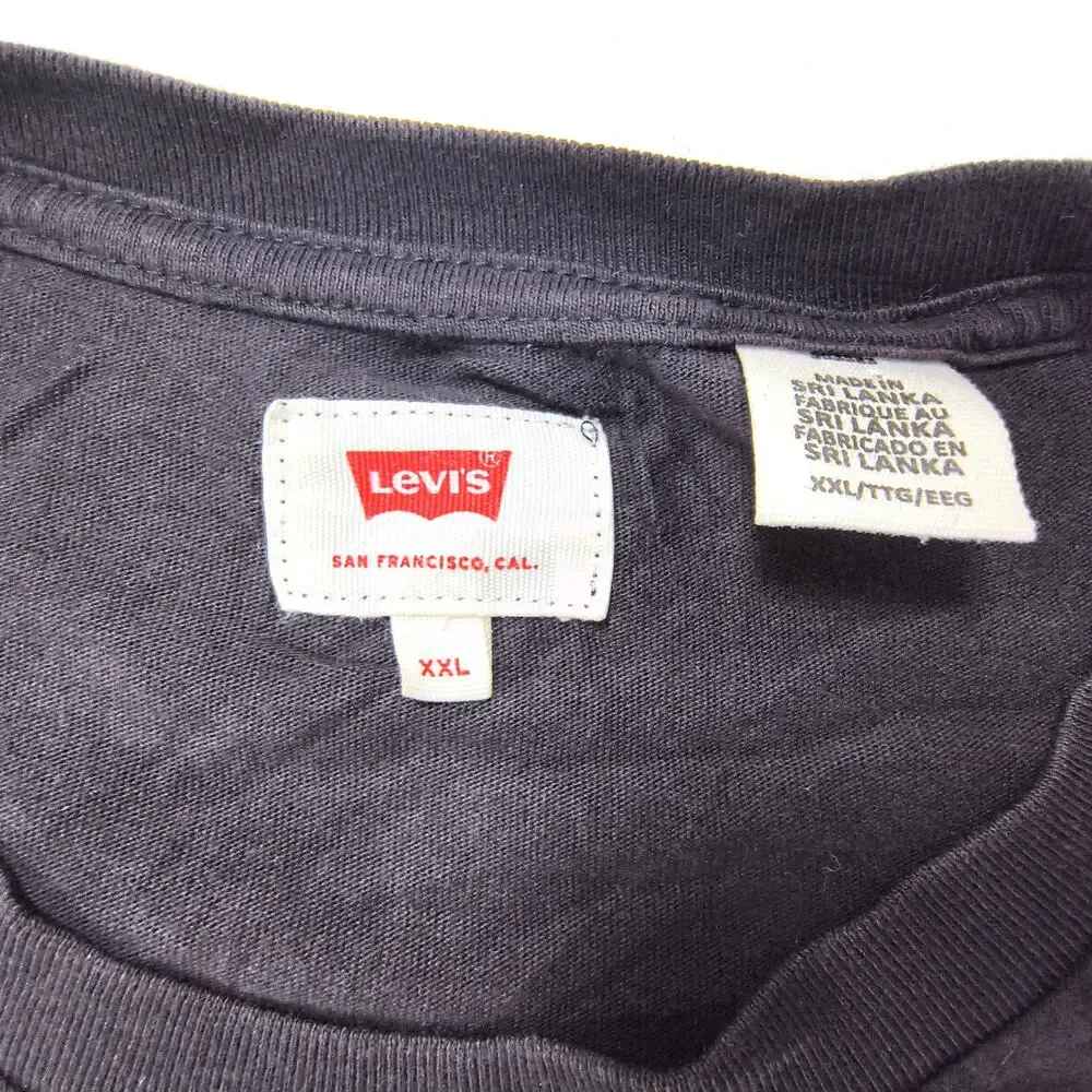 Levis Casual Short Sleeve Crew Neck Graphic T-Shirt Adult Mens Size 2XL Black